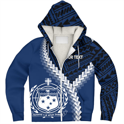 Samoa Sherpa Hoodie Samoa Coat Of Arms With Polynesian Tattoo Style