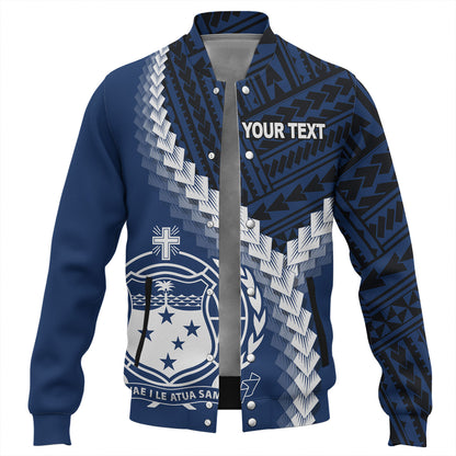 Samoa Baseball Jacket Samoa Coat Of Arms With Polynesian Tattoo Style