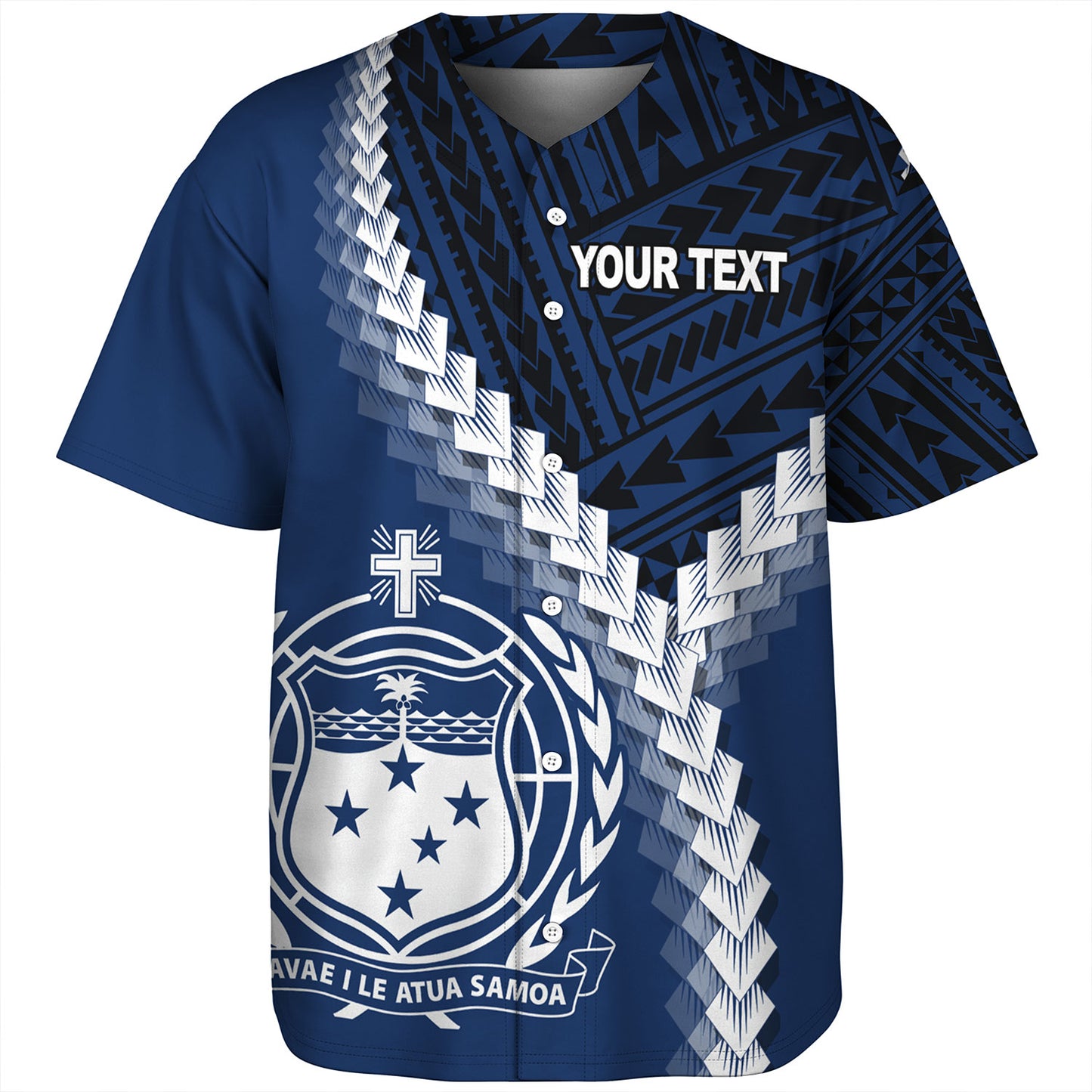 Samoa Baseball Shirt Samoa Coat Of Arms With Polynesian Tattoo Style