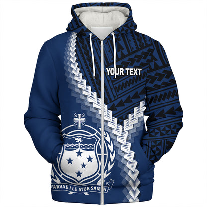 Samoa Sherpa Hoodie Samoa Coat Of Arms With Polynesian Tattoo Style