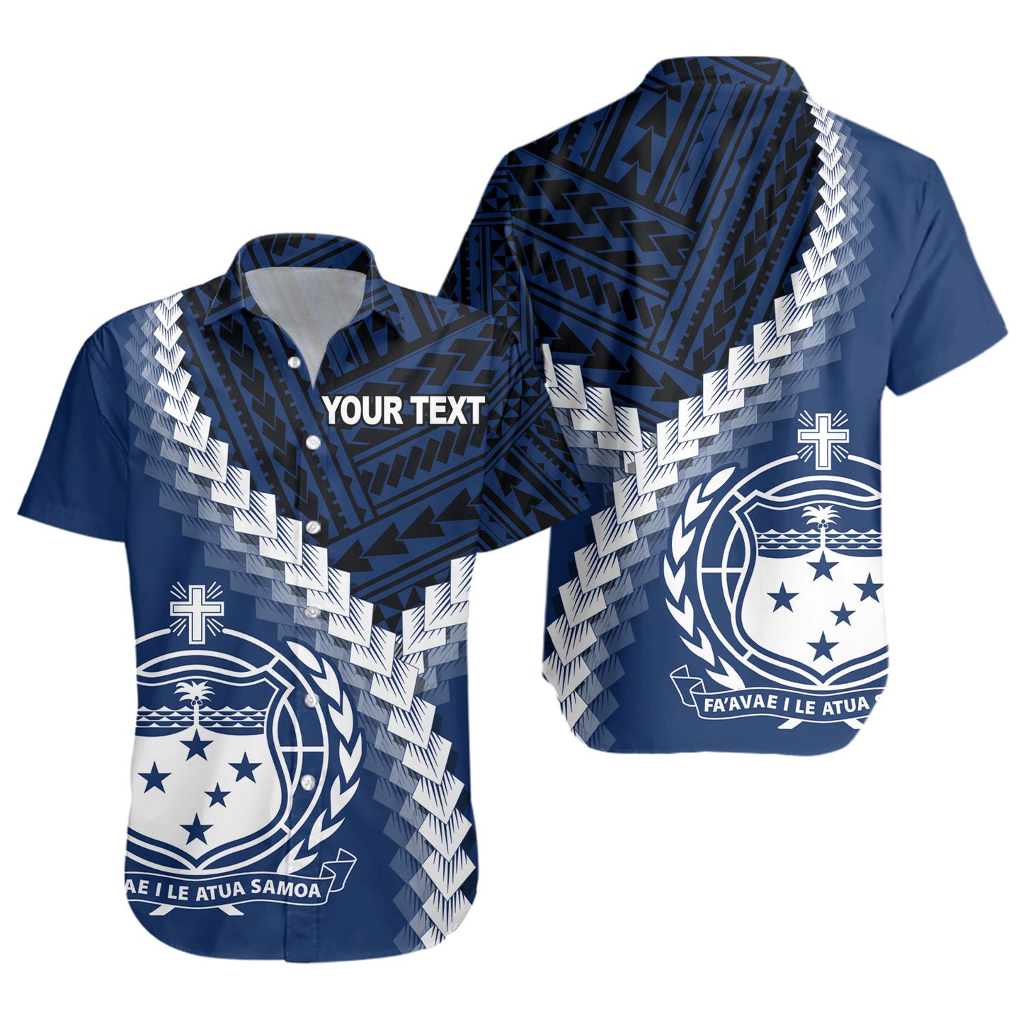 Samoa Short Sleeve Shirt Samoa Coat Of Arms With Polynesian Tattoo Style