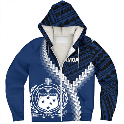 Samoa Sherpa Hoodie Samoa Coat Of Arms With Polynesian Tattoo Style