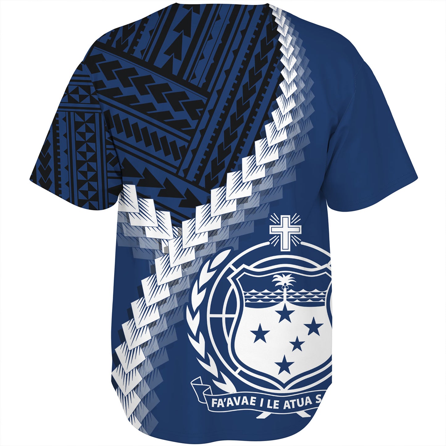 Samoa Baseball Shirt Samoa Coat Of Arms With Polynesian Tattoo Style