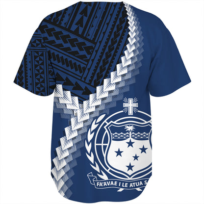Samoa Baseball Shirt Samoa Coat Of Arms With Polynesian Tattoo Style