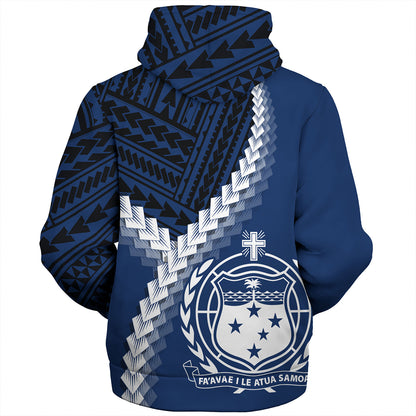 Samoa Sherpa Hoodie Samoa Coat Of Arms With Polynesian Tattoo Style