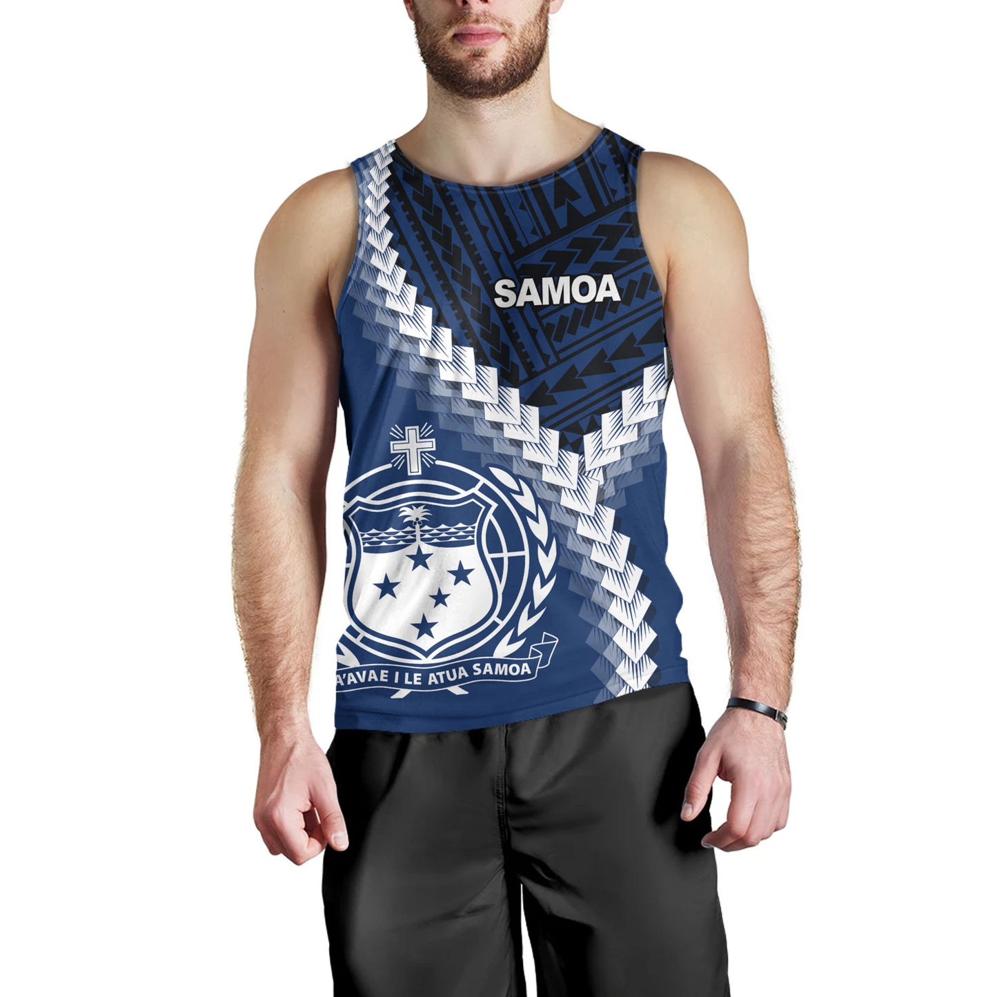 Samoa Tank Top Samoa Coat Of Arms With Polynesian Tattoo Style