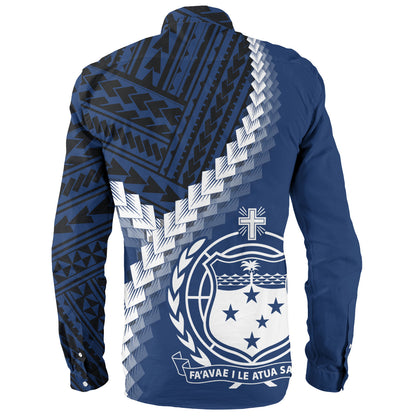 Samoa Long Sleeve Shirt Samoa Coat Of Arms With Polynesian Tattoo Style