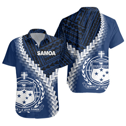 Samoa Short Sleeve Shirt Samoa Coat Of Arms With Polynesian Tattoo Style