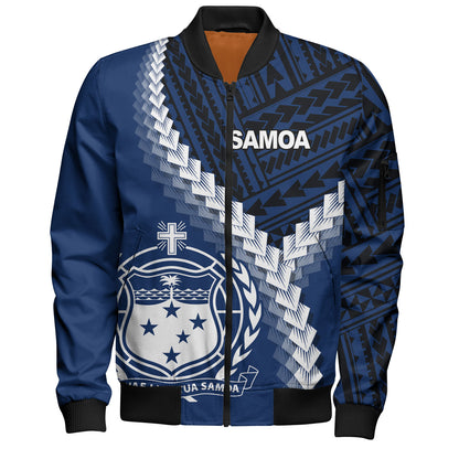 Samoa Bomber Jacket Samoa Coat Of Arms With Polynesian Tattoo Style