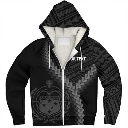 Samoa Sherpa Hoodie Samoa Coat Of Arms With Polynesian Tattoo Style