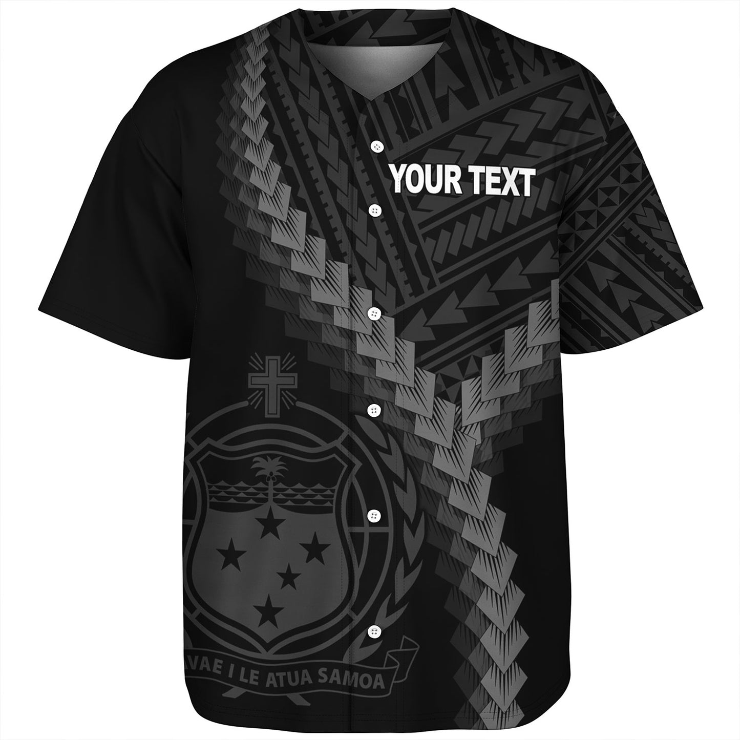 Samoa Baseball Shirt Samoa Coat Of Arms With Polynesian Tattoo Style