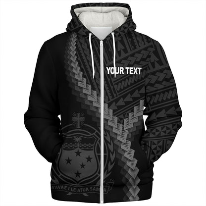 Samoa Sherpa Hoodie Samoa Coat Of Arms With Polynesian Tattoo Style