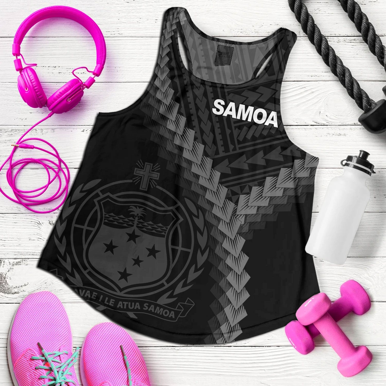 Samoa Women Tank Samoa Coat Of Arms With Polynesian Tattoo Style ...