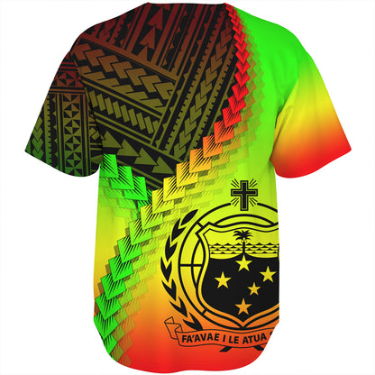 Samoa Baseball Shirt Samoa Coat Of Arms With Polynesian Tattoo Style