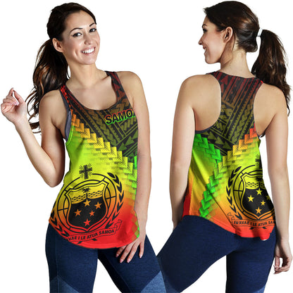 Samoa Women Tank Samoa Coat Of Arms With Polynesian Tattoo Style
