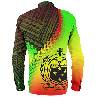 Samoa Long Sleeve Shirt Samoa Coat Of Arms With Polynesian Tattoo Style