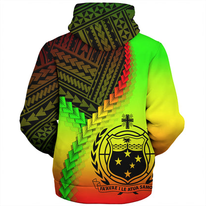 Samoa Sherpa Hoodie Samoa Coat Of Arms With Polynesian Tattoo Style