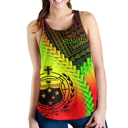 Samoa Women Tank Samoa Coat Of Arms With Polynesian Tattoo Style