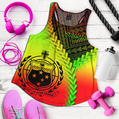 Samoa Women Tank Samoa Coat Of Arms With Polynesian Tattoo Style