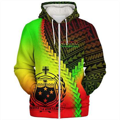 Samoa Sherpa Hoodie Samoa Coat Of Arms With Polynesian Tattoo Style