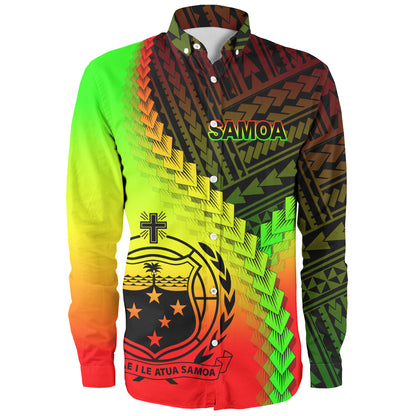 Samoa Long Sleeve Shirt Samoa Coat Of Arms With Polynesian Tattoo Style