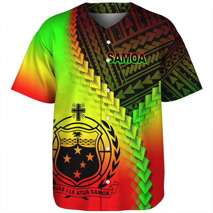 Samoa Baseball Shirt Samoa Coat Of Arms With Polynesian Tattoo Style