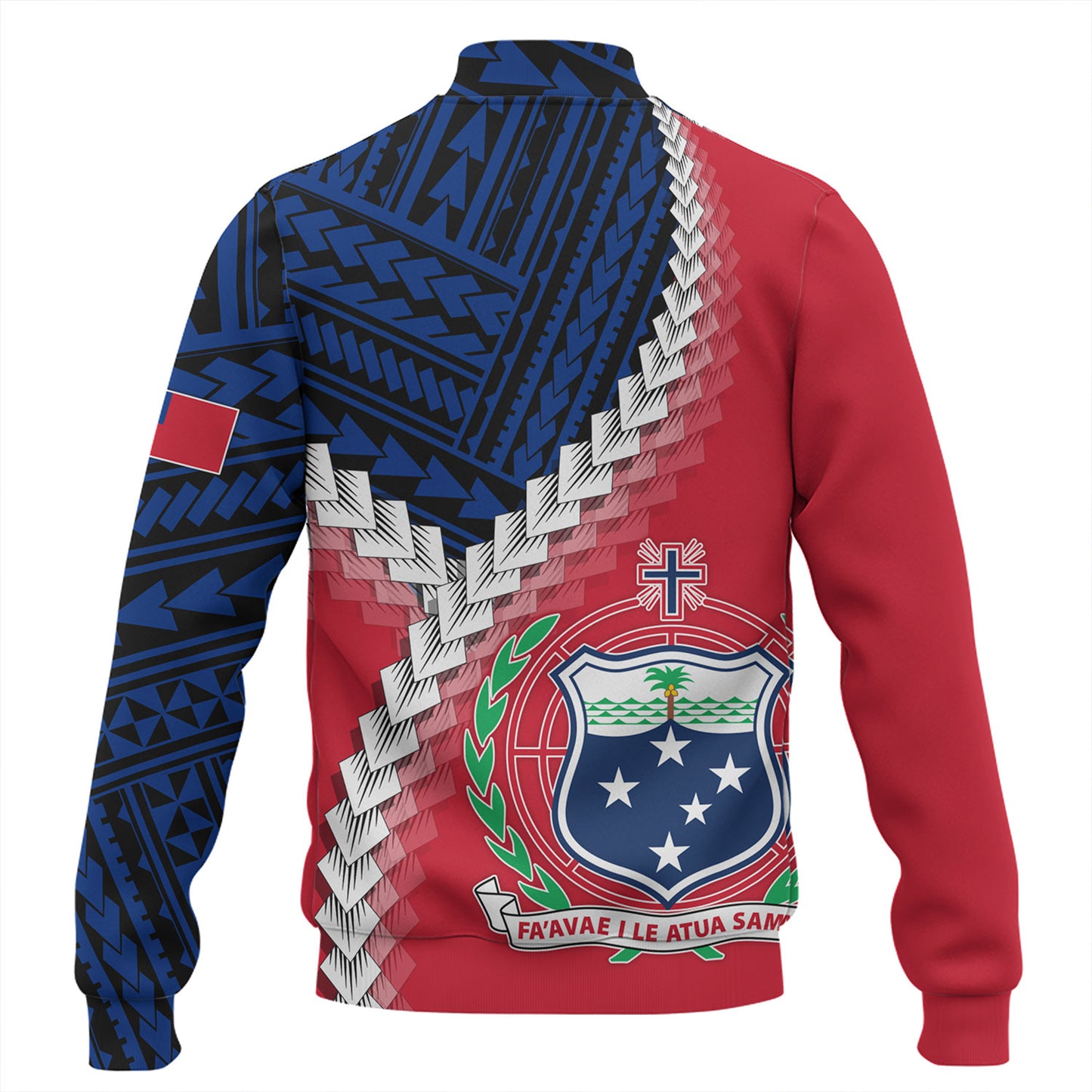 Samoa Baseball Jacket Samoa Coat Of Arms With Polynesian Tattoo Flag Style