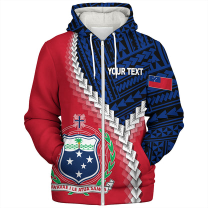 Samoa Sherpa Hoodie Samoa Coat Of Arms With Polynesian Tattoo Flag Style