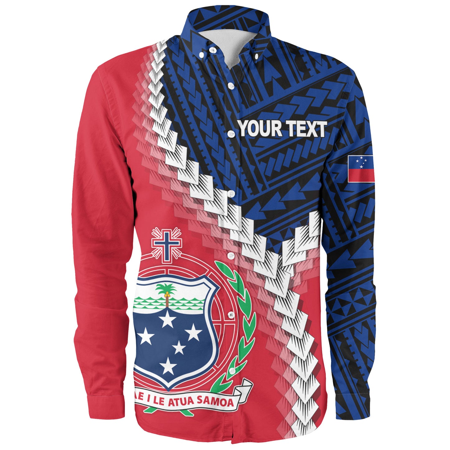 Samoa Long Sleeve Shirt Samoa Coat Of Arms With Polynesian Tattoo Flag Style