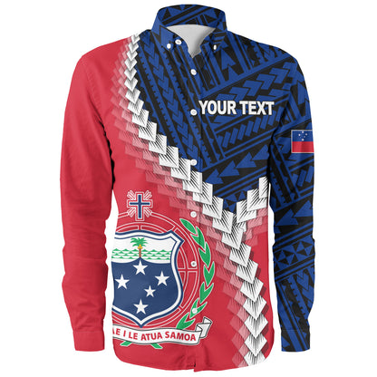 Samoa Long Sleeve Shirt Samoa Coat Of Arms With Polynesian Tattoo Flag Style