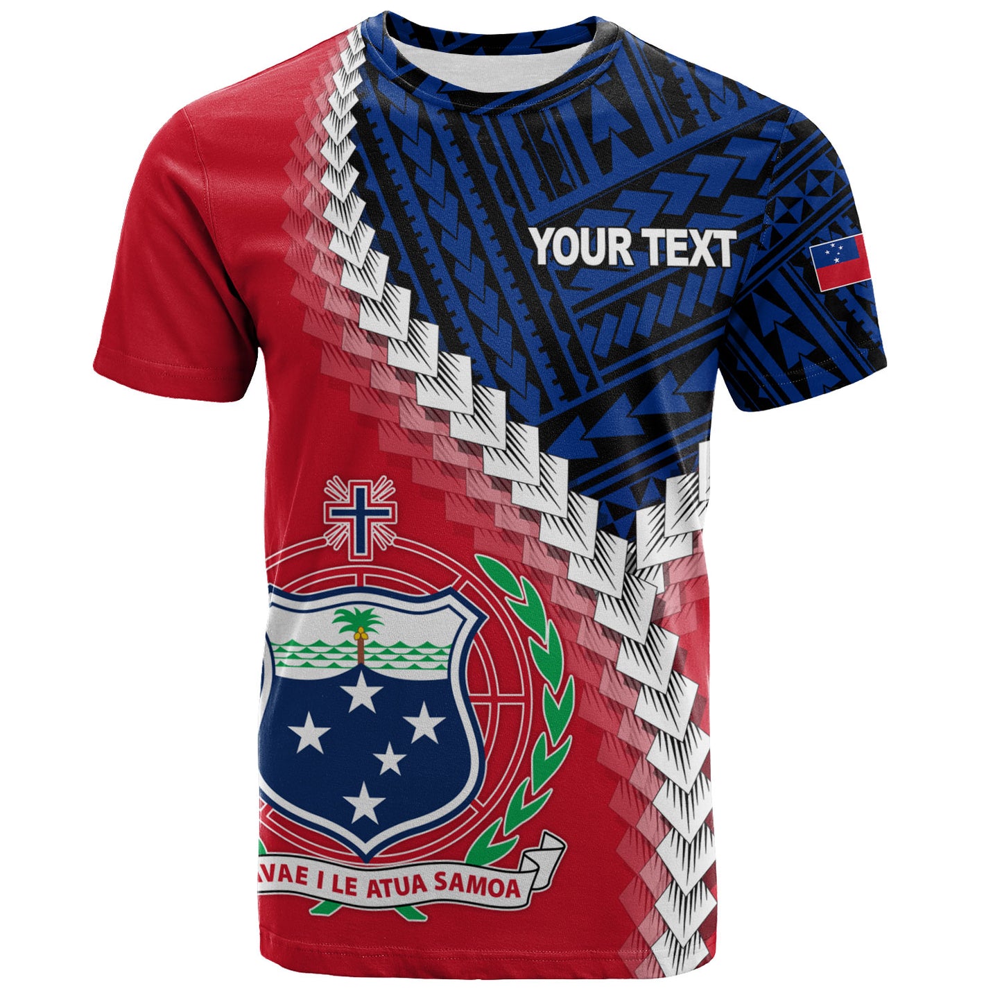 Samoa T-Shirt - Samoa Coat Of Arms With Polynesian Tattoo Flag Style