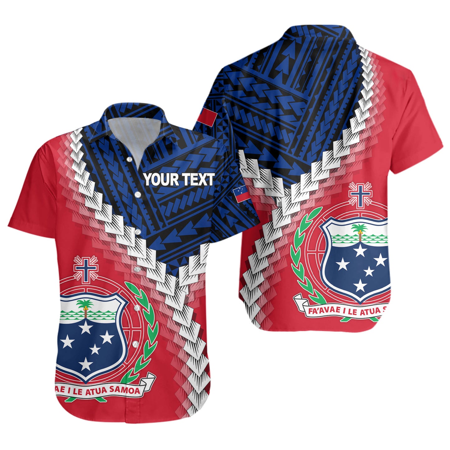 Samoa Short Sleeve Shirt Samoa Coat Of Arms With Polynesian Tattoo Flag Style