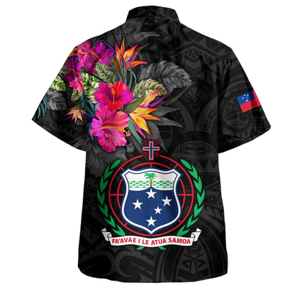 Samoa Hawaiian Shirt Custom Samoa Coat Of Arms With Tropical Flowers Special