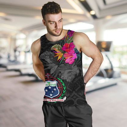 Samoa Tank Top Custom Samoa Coat Of Arms With Tropical Flowers Special