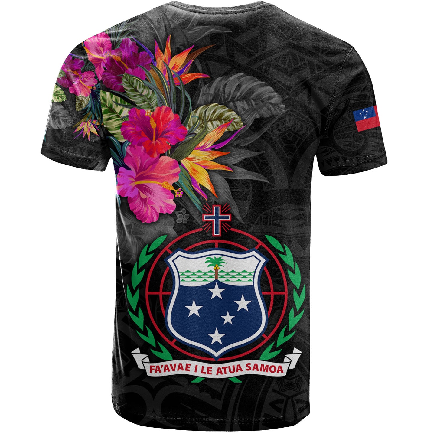 Samoa T-Shirt Custom Samoa Coat Of Arms With Tropical Flowers Special