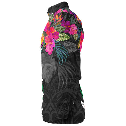 Samoa Long Sleeve Shirt Custom Samoa Coat Of Arms With Tropical Flowers Special