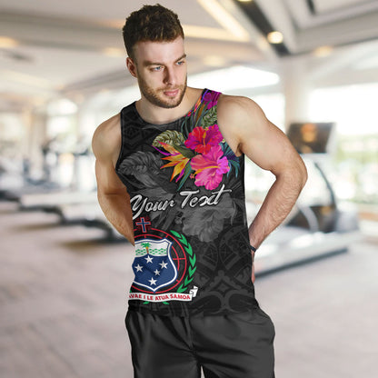 Samoa Tank Top Custom Samoa Coat Of Arms With Tropical Flowers Special
