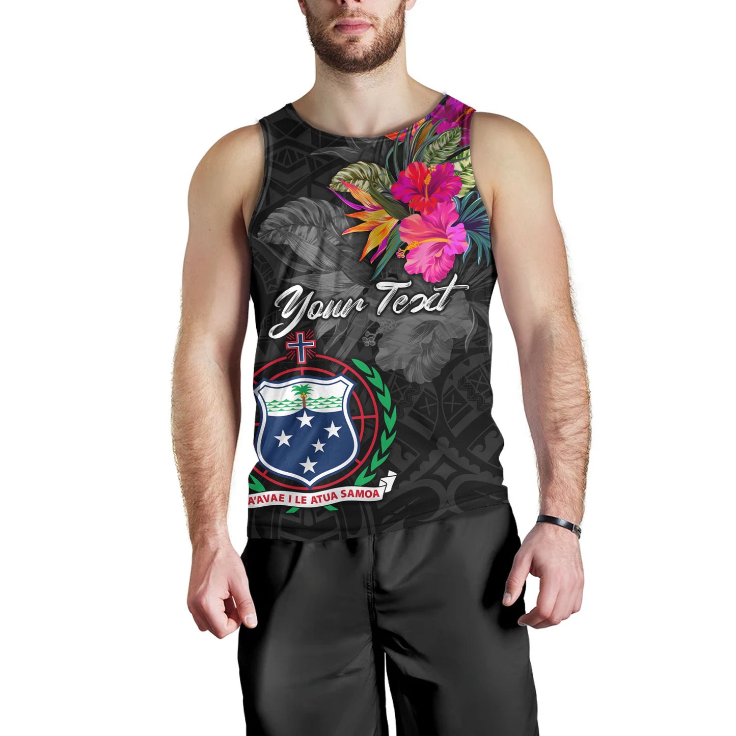 Samoa Tank Top Custom Samoa Coat Of Arms With Tropical Flowers Special