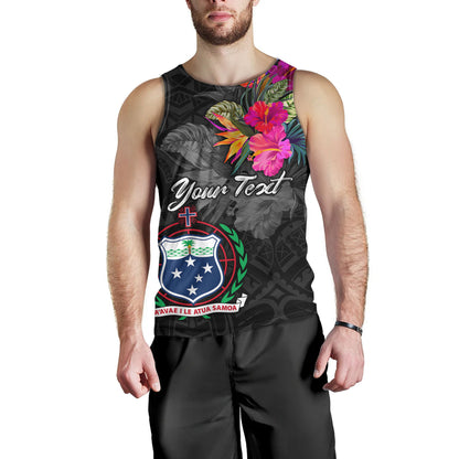 Samoa Tank Top Custom Samoa Coat Of Arms With Tropical Flowers Special