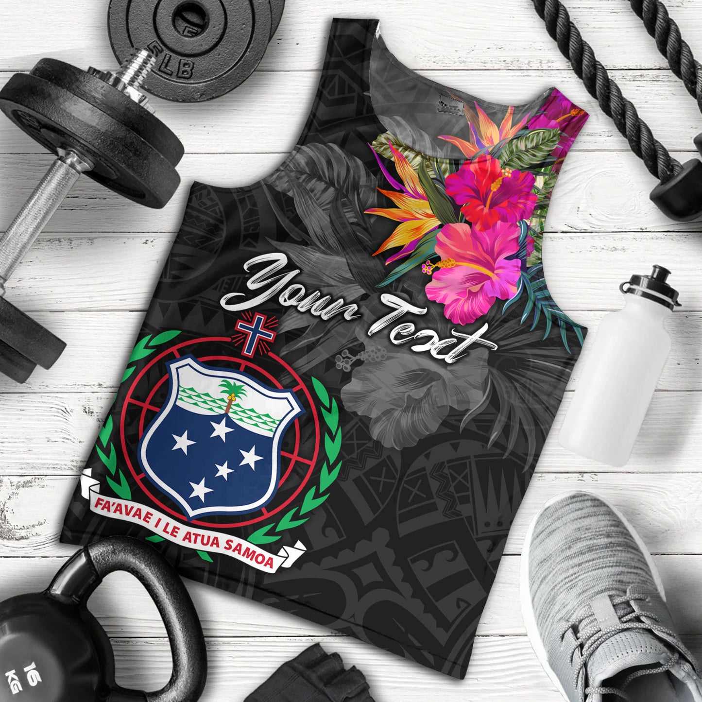 Samoa Tank Top Custom Samoa Coat Of Arms With Tropical Flowers Special