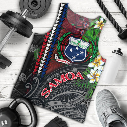 Samoa Custom Personalised Tank Top Samoa Seal Hibiscus And Plumeria With Palm Branches Vintage Style
