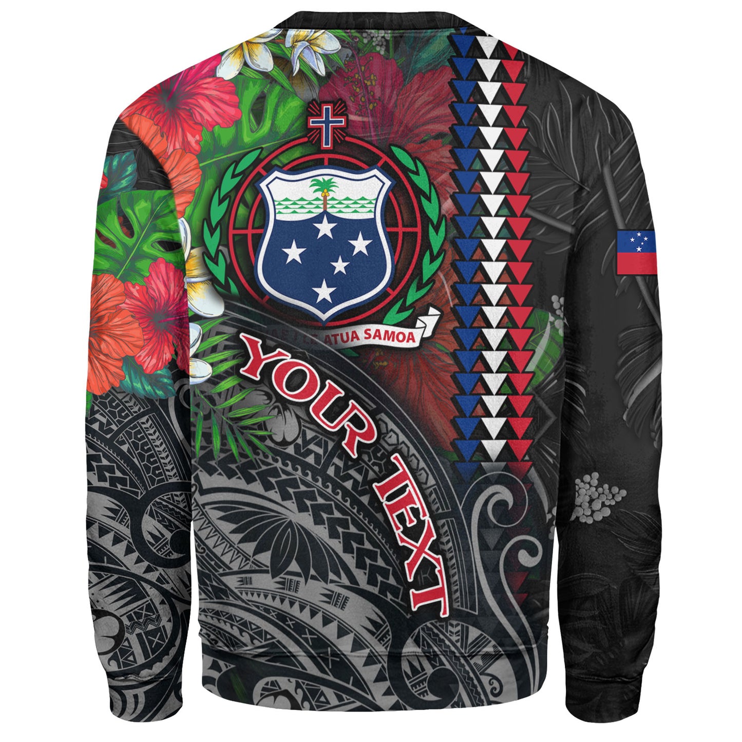 Samoa Custom Personalised Sweatshirt Samoa Seal Hibiscus And Plumeria With Palm Branches Vintage Style