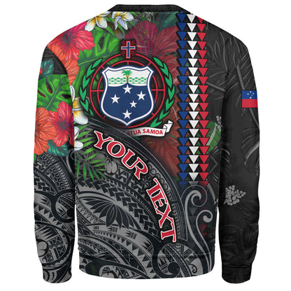 Samoa Custom Personalised Sweatshirt Samoa Seal Hibiscus And Plumeria With Palm Branches Vintage Style