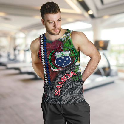 Samoa Custom Personalised Tank Top Samoa Seal Hibiscus And Plumeria With Palm Branches Vintage Style