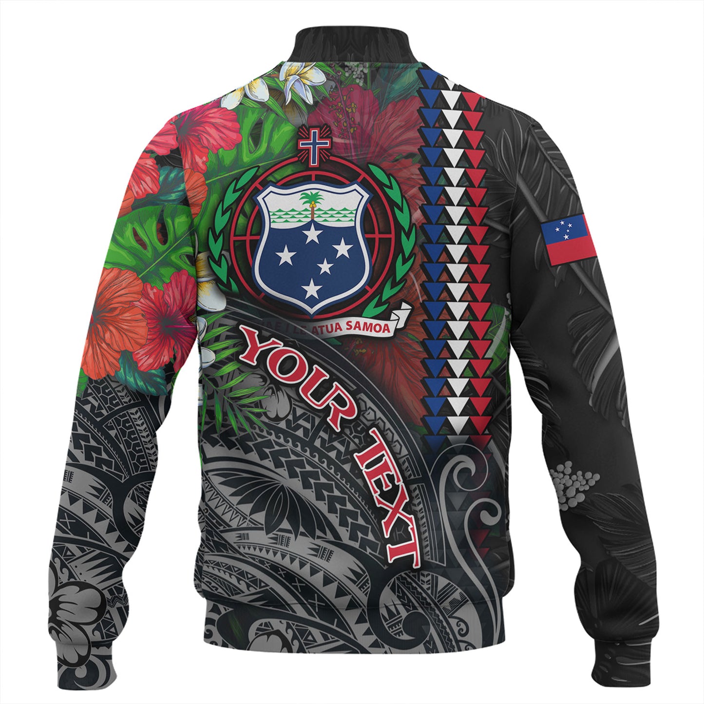 Samoa Custom Personalised Baseball Jacket Samoa Seal Hibiscus And Plumeria With Palm Branches Vintage Style