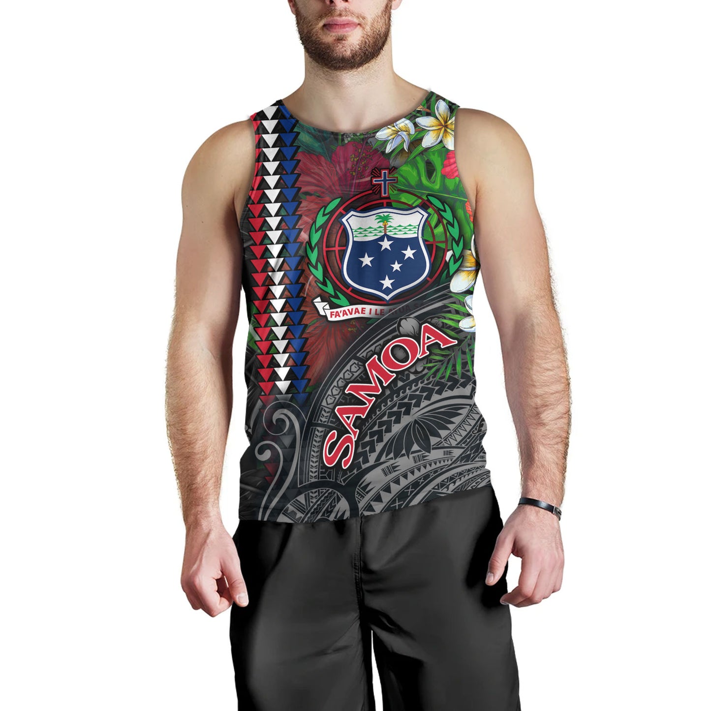 Samoa Custom Personalised Tank Top Samoa Seal Hibiscus And Plumeria With Palm Branches Vintage Style