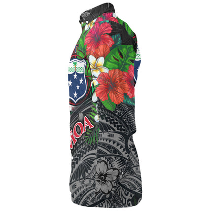 Samoa Custom Personalised Long Sleeve Shirt Samoa Seal Hibiscus And Plumeria With Palm Branches Vintage Style