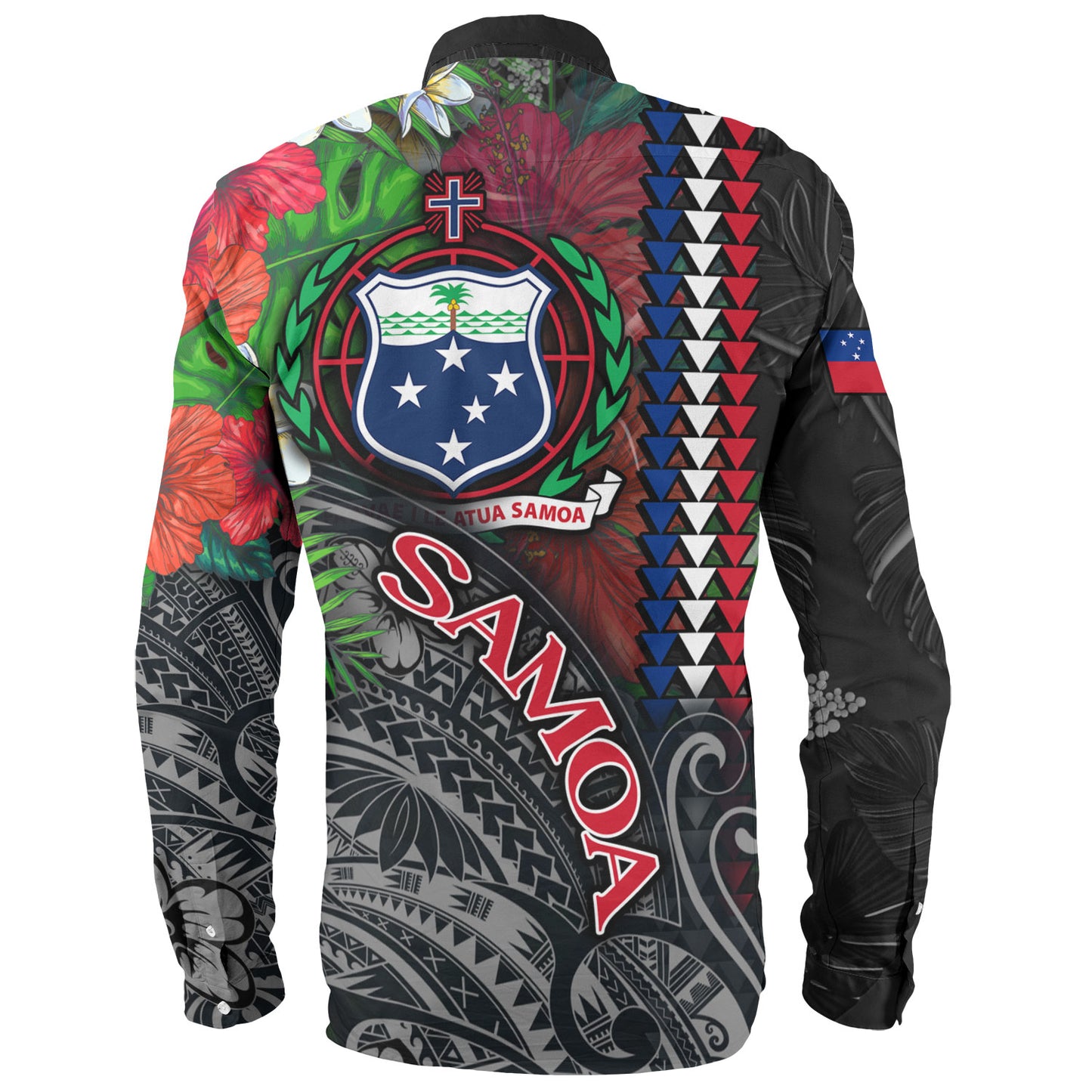 Samoa Custom Personalised Long Sleeve Shirt Samoa Seal Hibiscus And Plumeria With Palm Branches Vintage Style