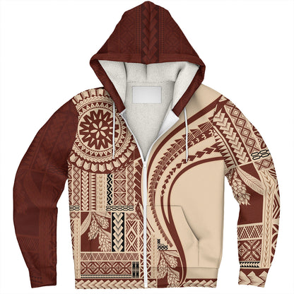 Samoa Sherpa Hoodie Samoan Siapo Brown Design