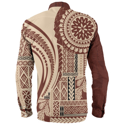 Samoa Long Sleeve Shirt Samoan Siapo Brown Design